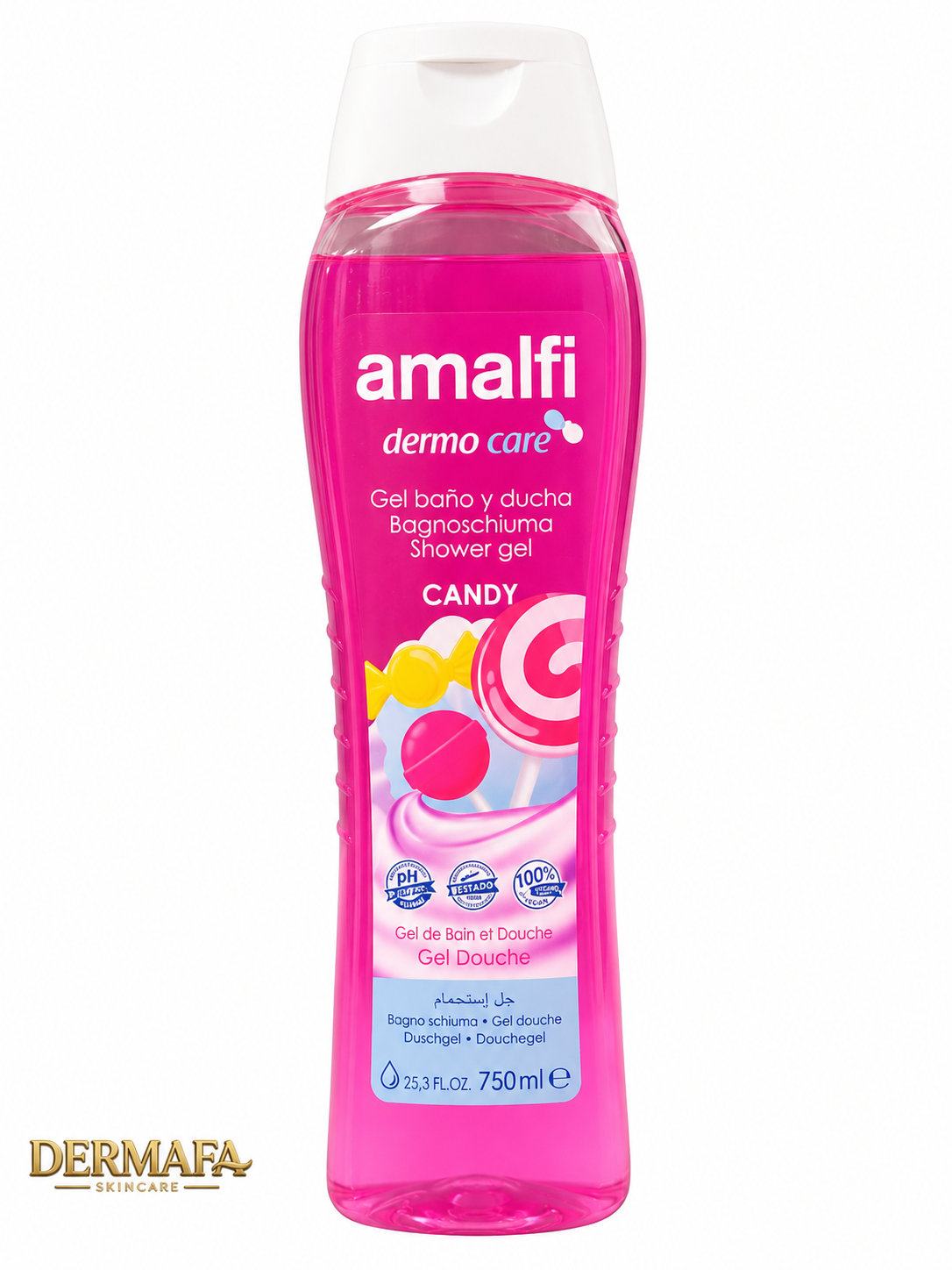 شامپو بدن آمالفی مدل Dermo Care Candy رایحه آبنبات حجم 750 میلی‌لیتر