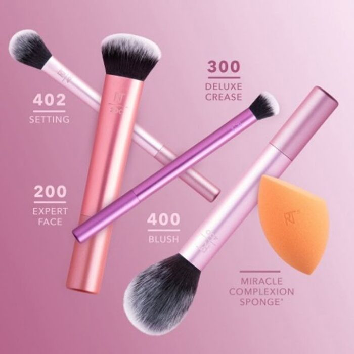 ست براش و پد آرایشی 5 عددی ریل تکنیک مدل Everyday Essentials