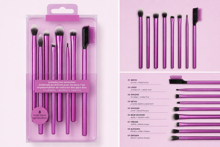 ست براش چشم 8 عددی ریل تکنیک مدل Everyday Eye Essentials